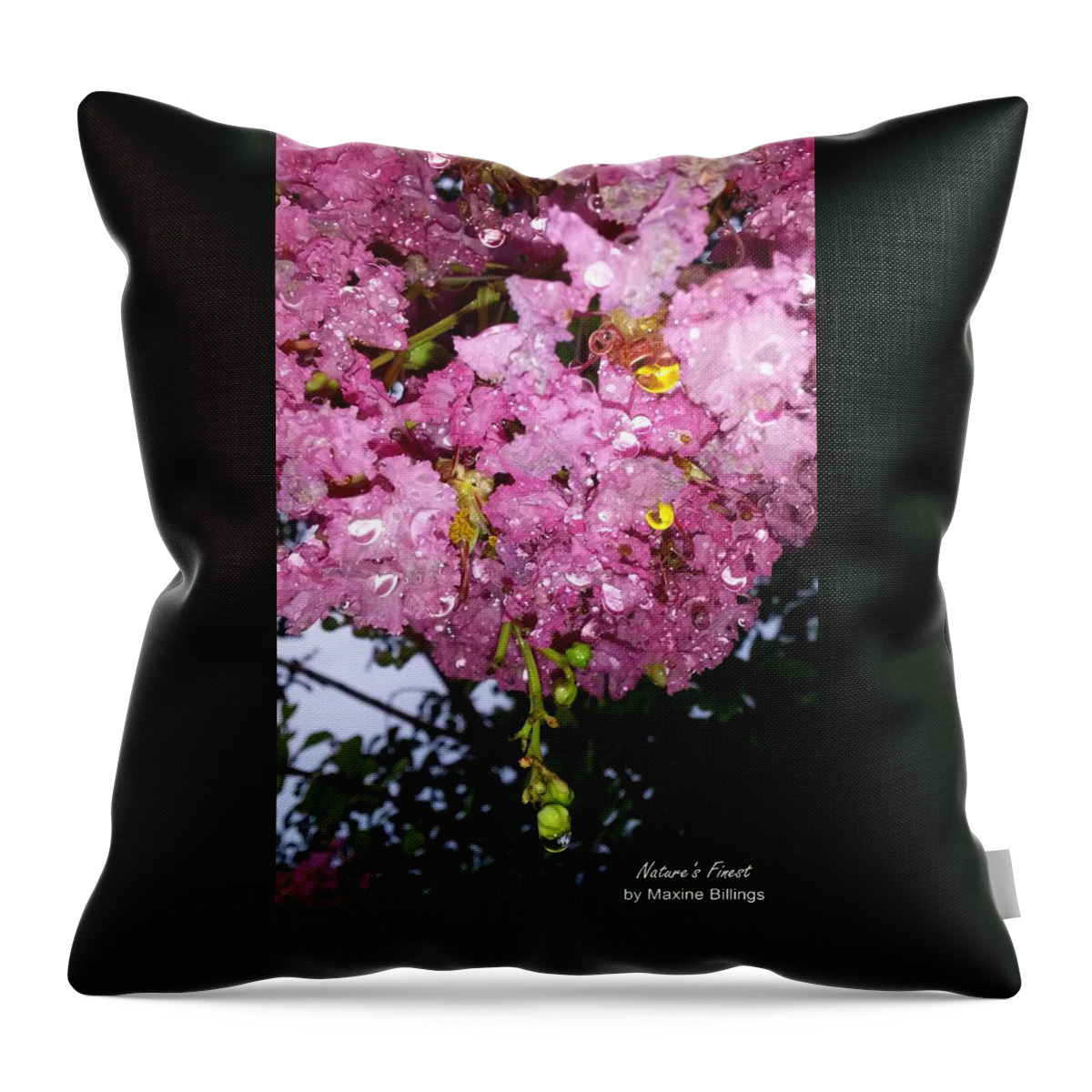 Raindrops Throw Pillow featuring the photograph Pink Crystals by Maxine Billings