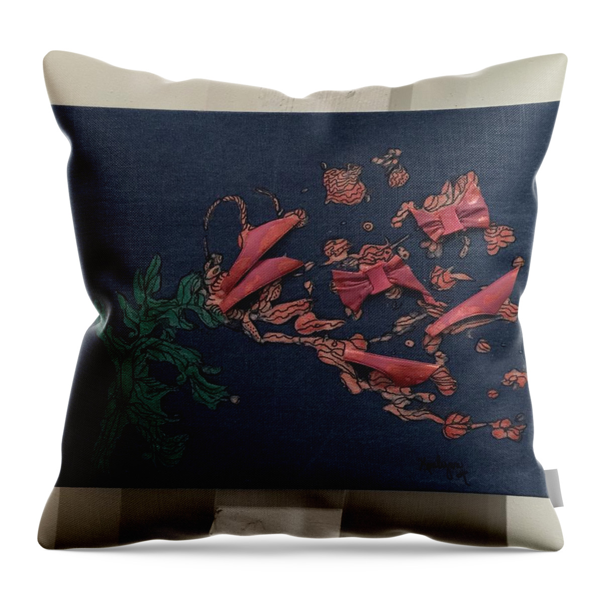 Pink Throw Pillow featuring the painting Pink Floral Fantasy by Kenlynn Schroeder