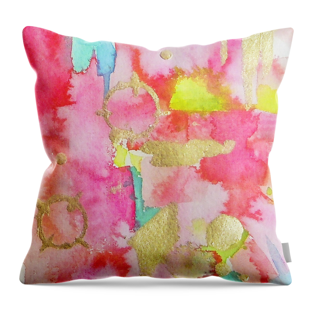 Abstract Painting Throw Pillow featuring the painting Pink Links by Roleen Senic