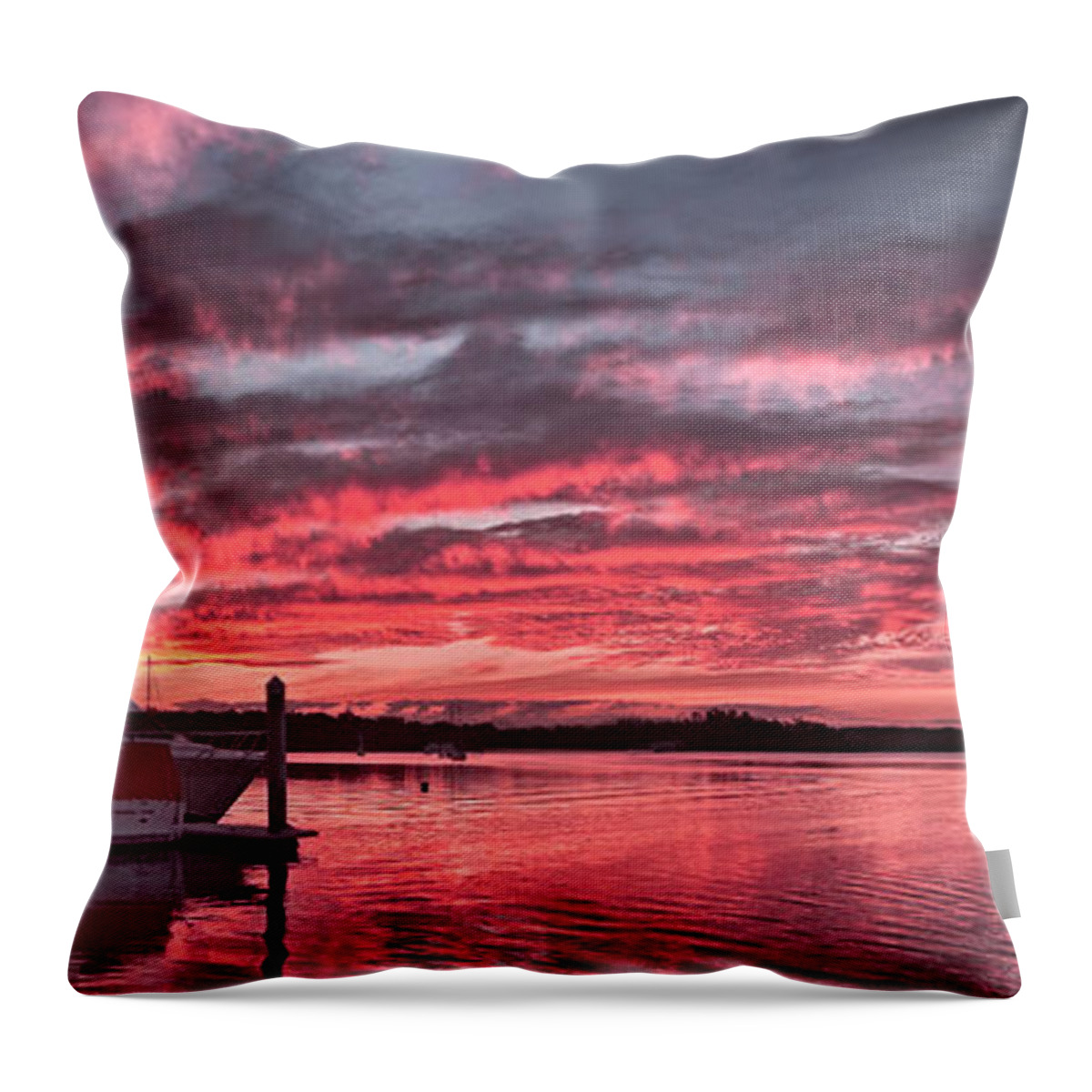 Pink Throw Pillow featuring the photograph Pink Nautical Dawn. by Geoff Childs