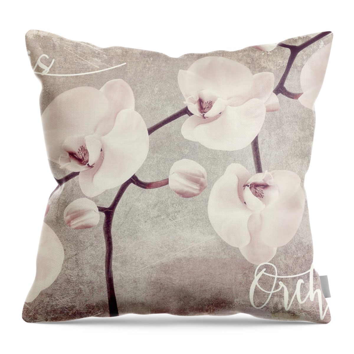 Orchid Throw Pillow featuring the painting Pink Orchids by Mindy Sommers