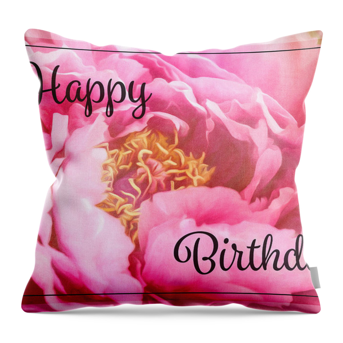 Denver Botanic Garden Throw Pillow featuring the photograph Pink Peony - Birthday by Teresa Wilson
