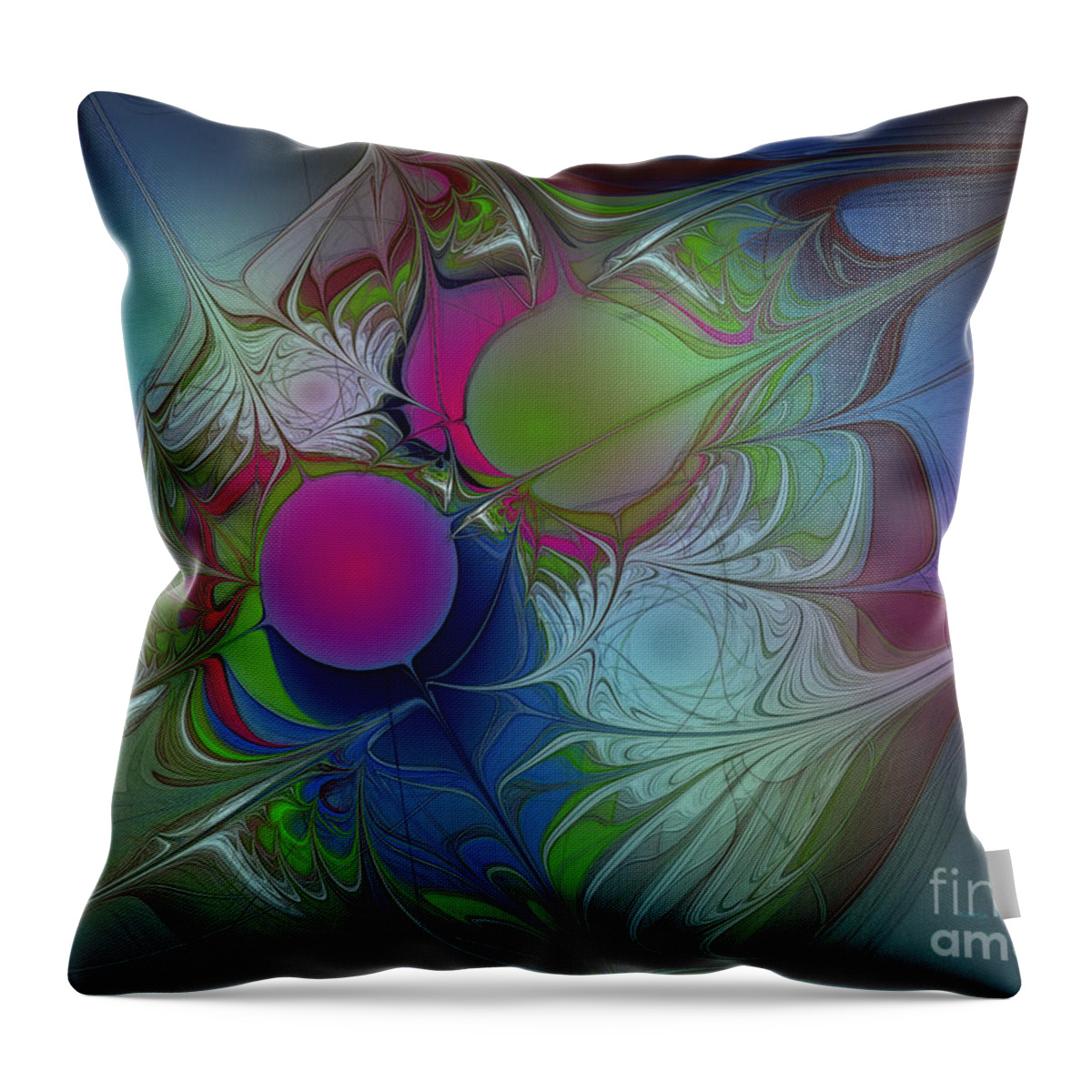 Abstract Throw Pillow featuring the digital art Pink Ping Pong Ball by Karin Kuhlmann