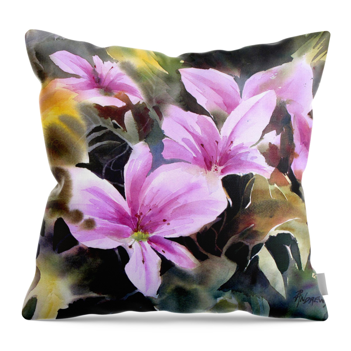 Floral Throw Pillow featuring the painting Pink Prize by Rae Andrews
