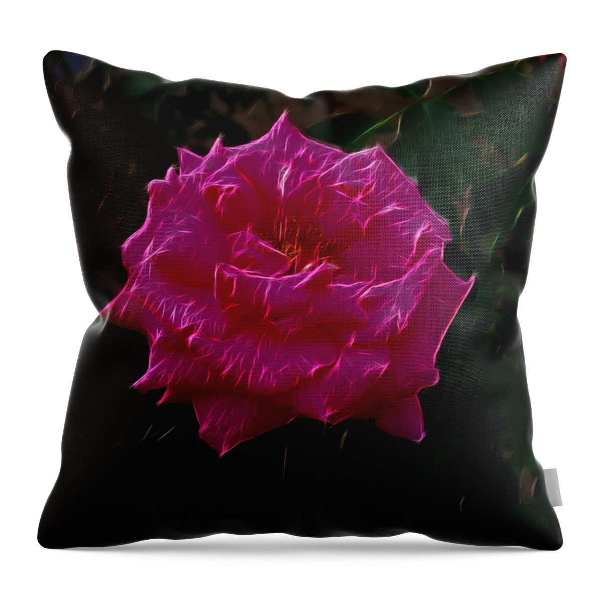 Rose Throw Pillow featuring the digital art Pink Rose Electric by Flees Photos