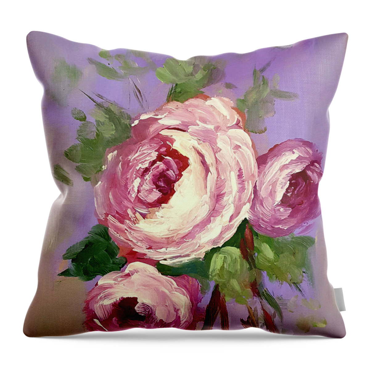 Rose Throw Pillow featuring the painting Pink Rose by Janet Garcia