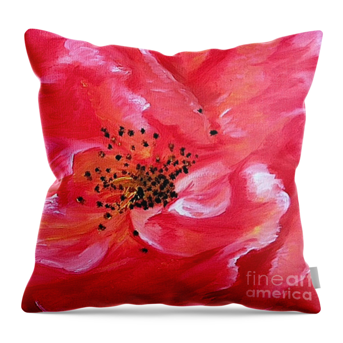 Flower Throw Pillow featuring the painting Pink Rose by Sheron Petrie