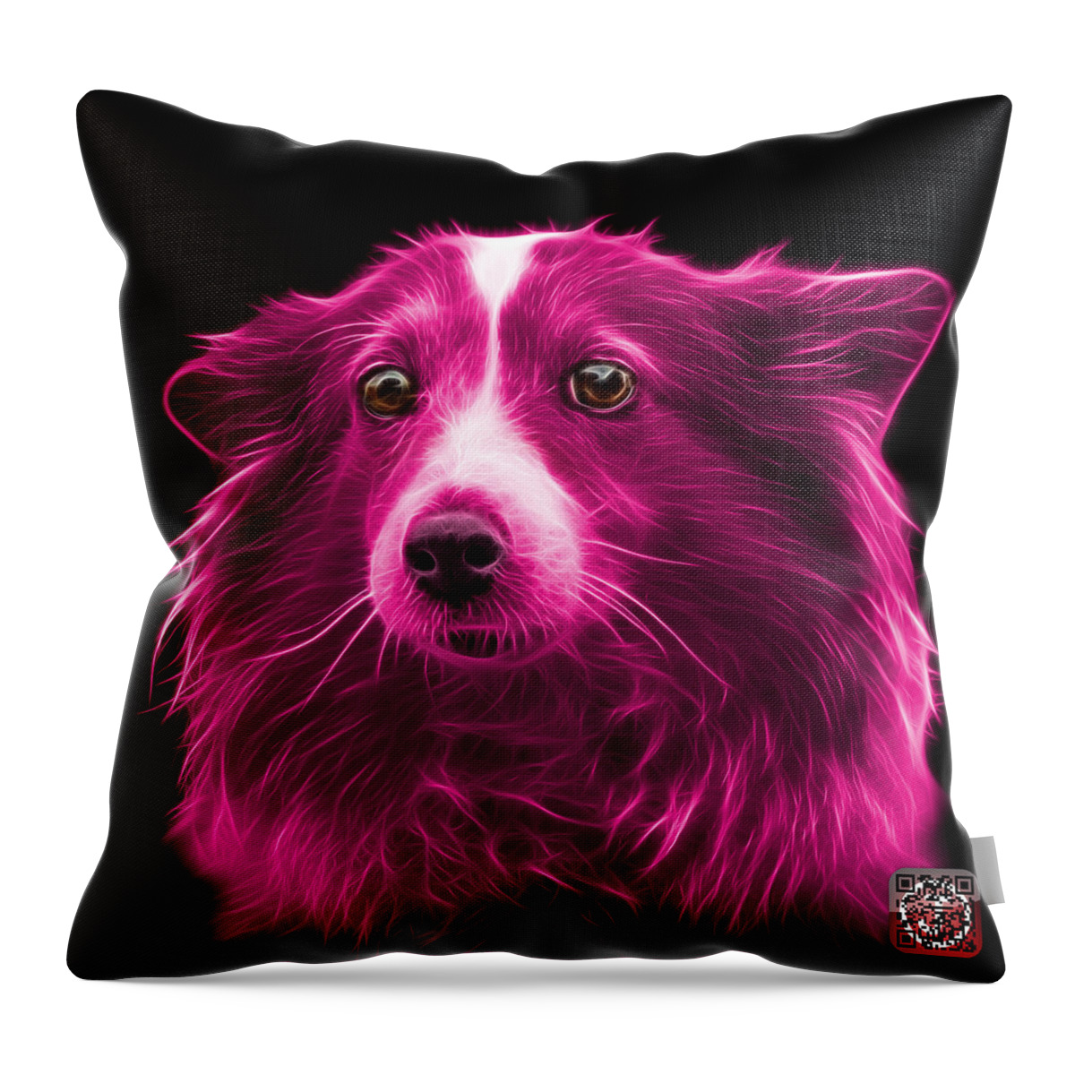 Sheltie Throw Pillow featuring the mixed media Pink Shetland Sheepdog Dog Art 9973 - BB by James Ahn