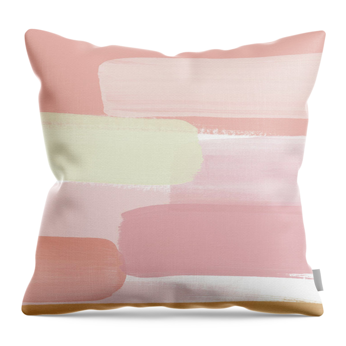 Stripe Throw Pillow featuring the mixed media Pink Sunset Stripe 2- Art by Linda Woods by Linda Woods