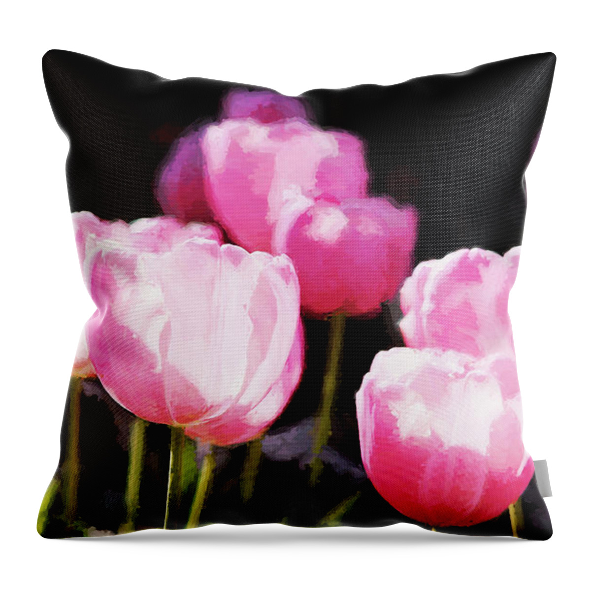 Tulips Throw Pillow featuring the photograph Pink Tulips by Reynaldo Williams