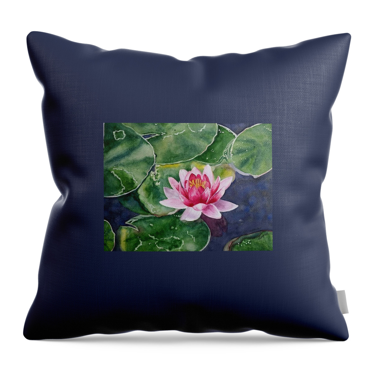 Flowers. Pink Throw Pillow featuring the painting Pink Waterlily by Deane Locke