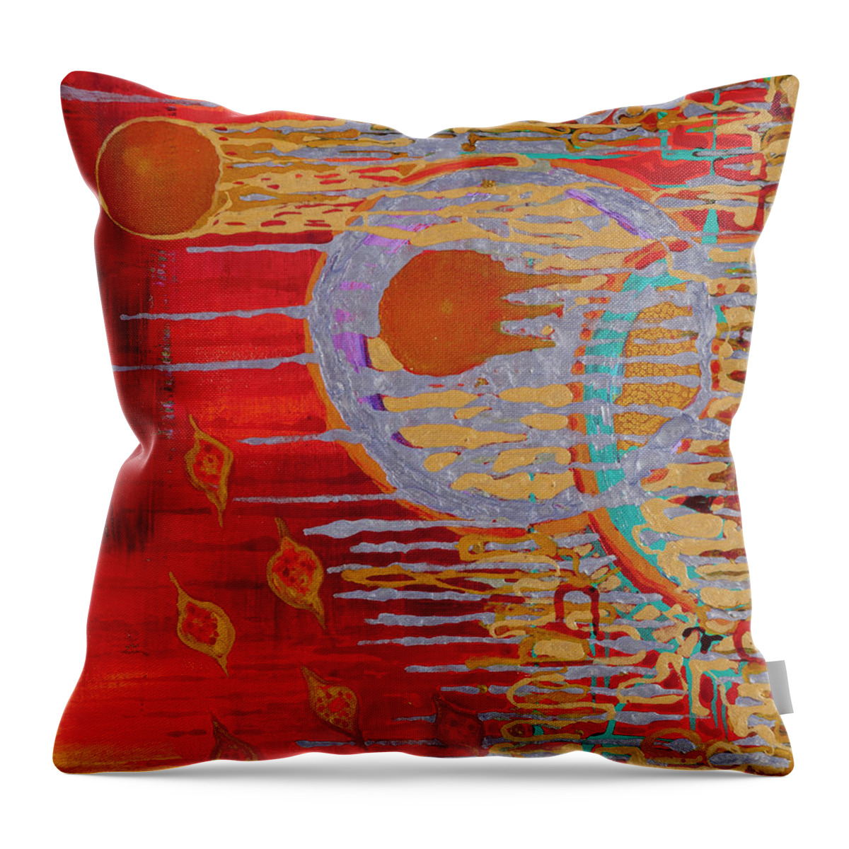 Angel Throw Pillow featuring the painting Pioneers 417 Hz by Coco Olson
