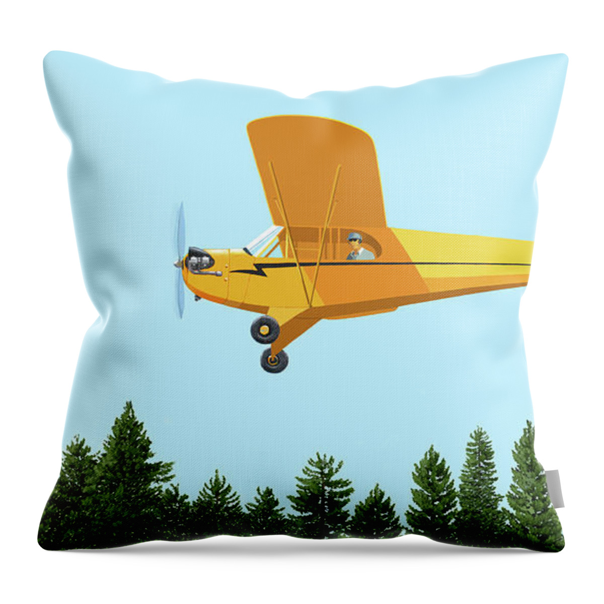 #faatoppicks Throw Pillow featuring the digital art Piper cub Piper j3 by Gary Giacomelli