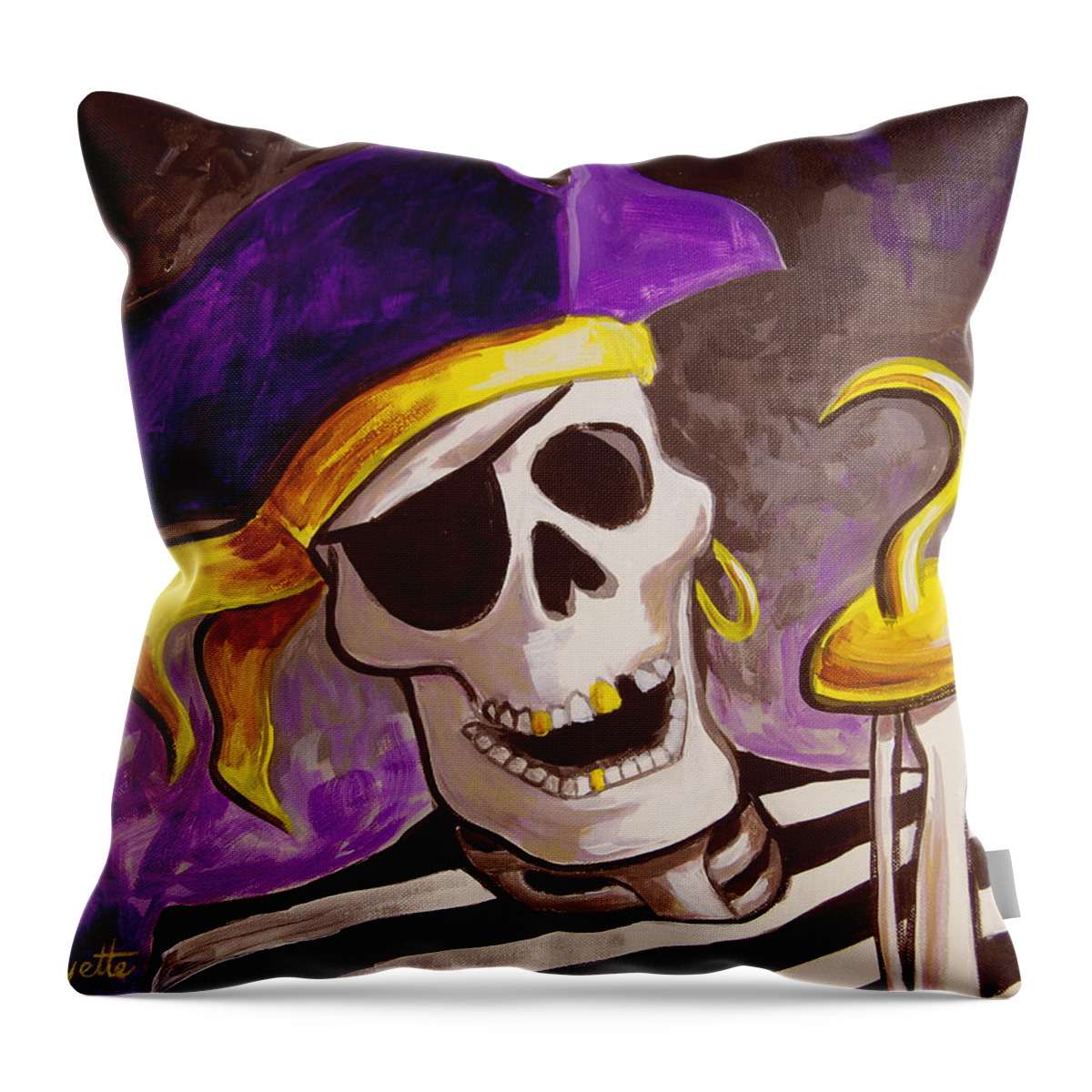 Pirates Throw Pillow featuring the painting Pirate by Tommy Midyette
