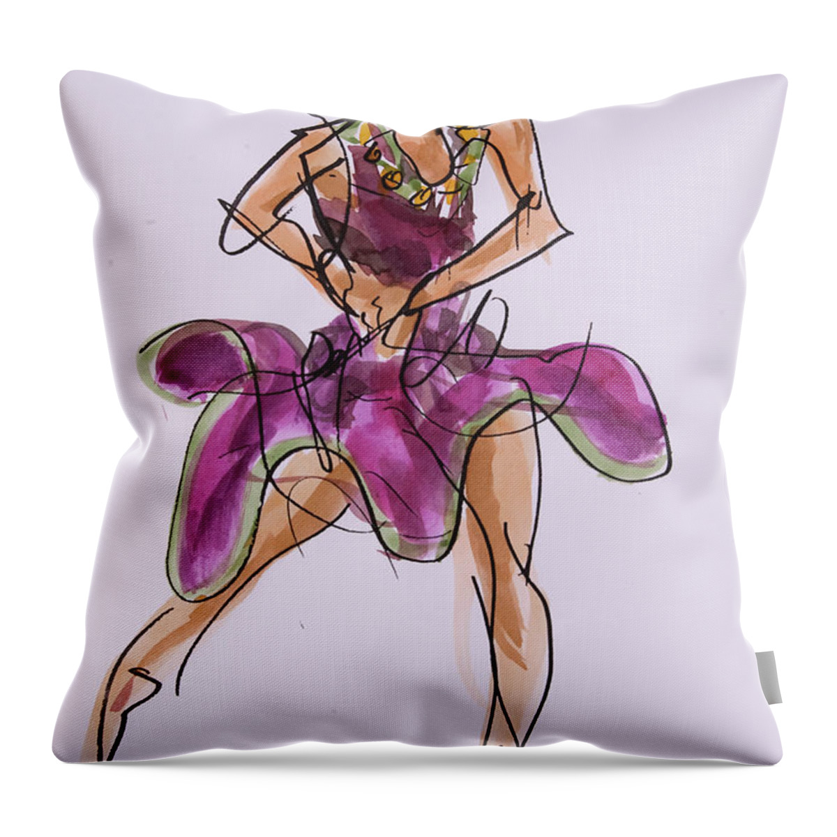 Shepherdesses Throw Pillow featuring the drawing Pirates dance at their capture by Peregrine Roskilly