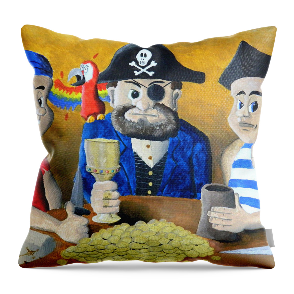 Pirates Throw Pillow featuring the painting Pirates by Winton Bochanowicz