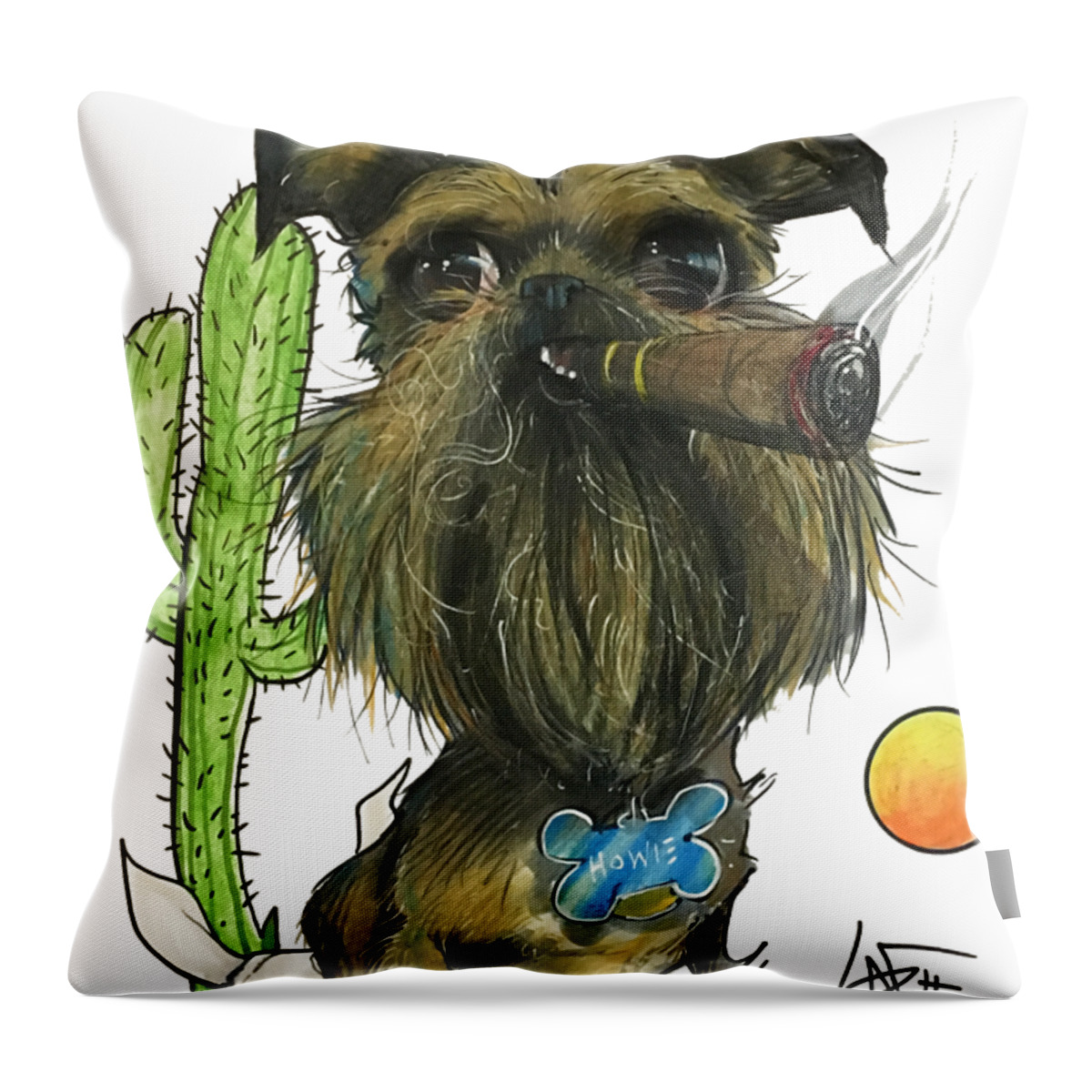 Pet Portrait Throw Pillow featuring the drawing Pirkle 7-1479 by John LaFree