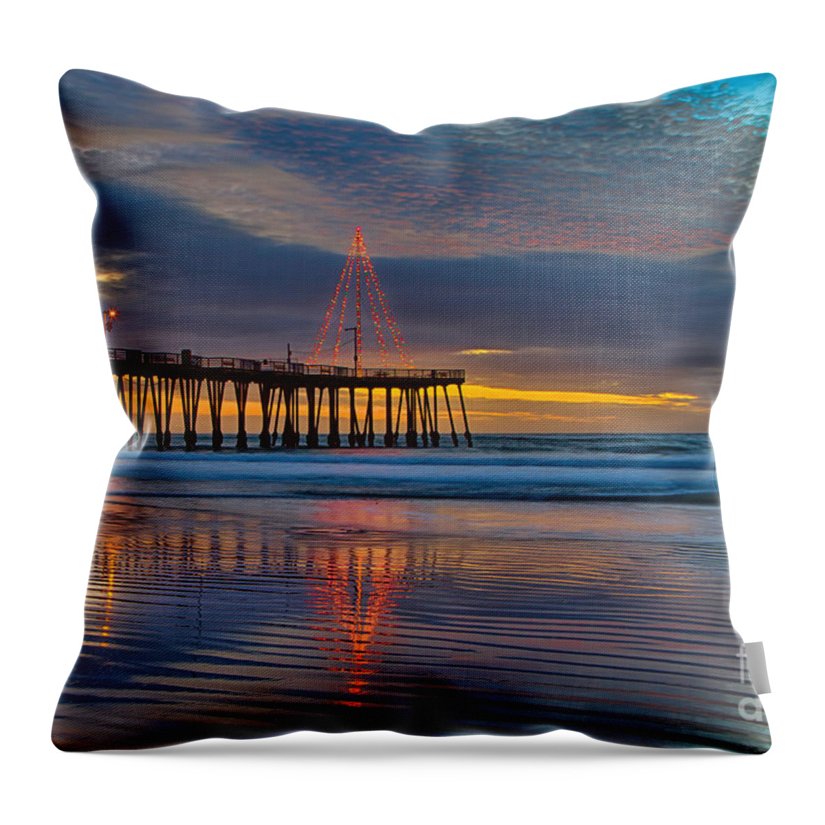 Pismo Throw Pillow featuring the photograph Pismo Beach Christmas by Mimi Ditchie
