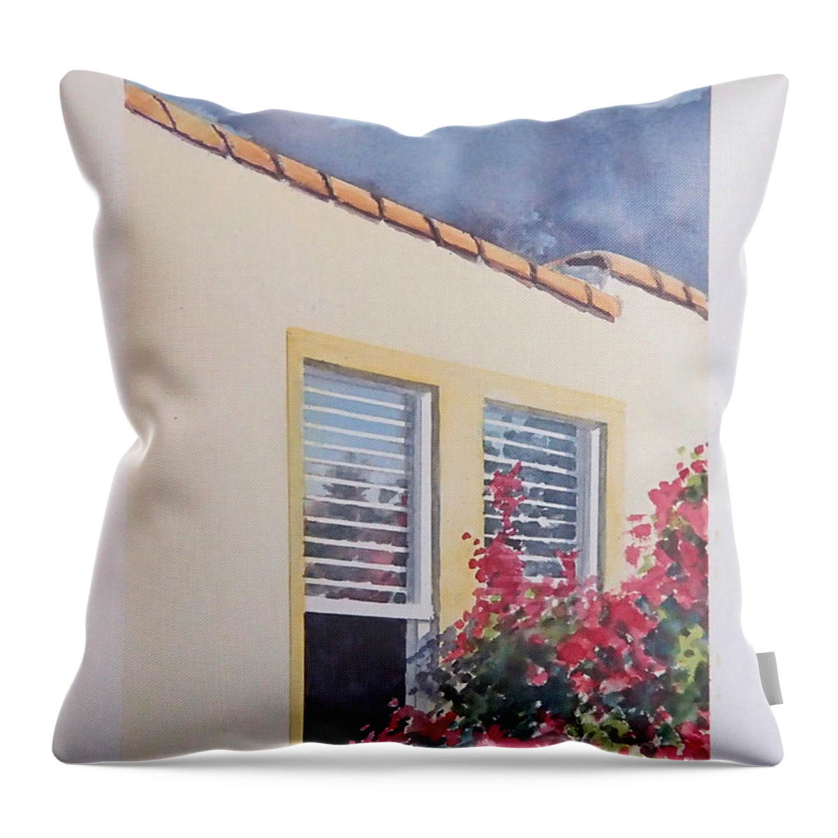 Cottage Throw Pillow featuring the painting Pismo Cottage by Philip Fleischer