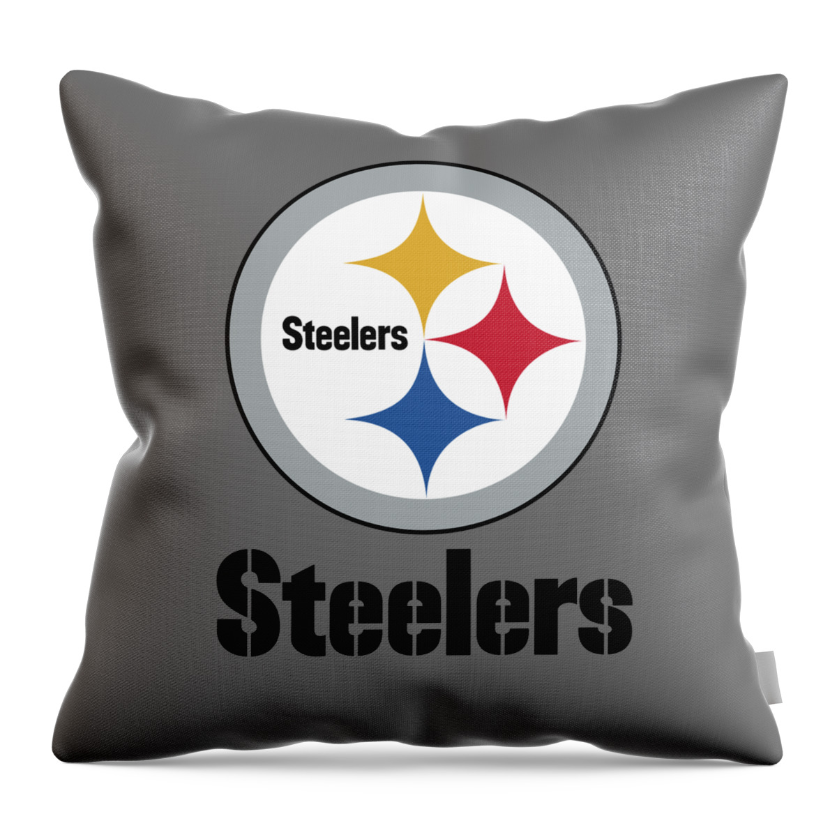 Pittsburgh Steelers Throw Pillow featuring the mixed media Pittsburgh Steelers on an abraded steel texture by Movie Poster Prints