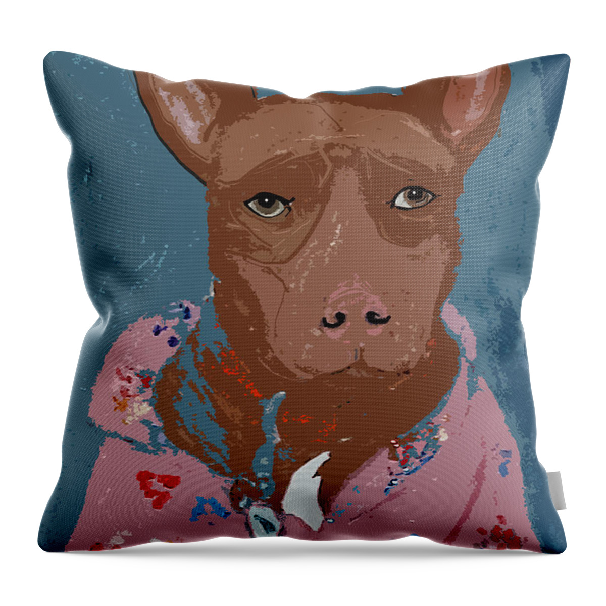 Pitt Bull Throw Pillow featuring the digital art Pitty in Pajamas by Ania M Milo