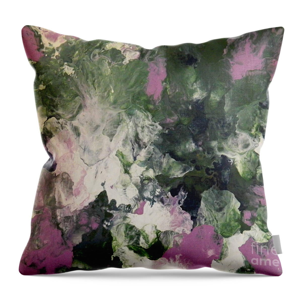 Abstract Throw Pillow featuring the painting Pixie Flowers by Corinne Elizabeth Cowherd