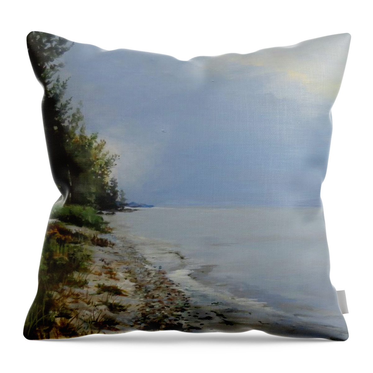 Lake Huron Throw Pillow featuring the painting Places We've Been by William Brody