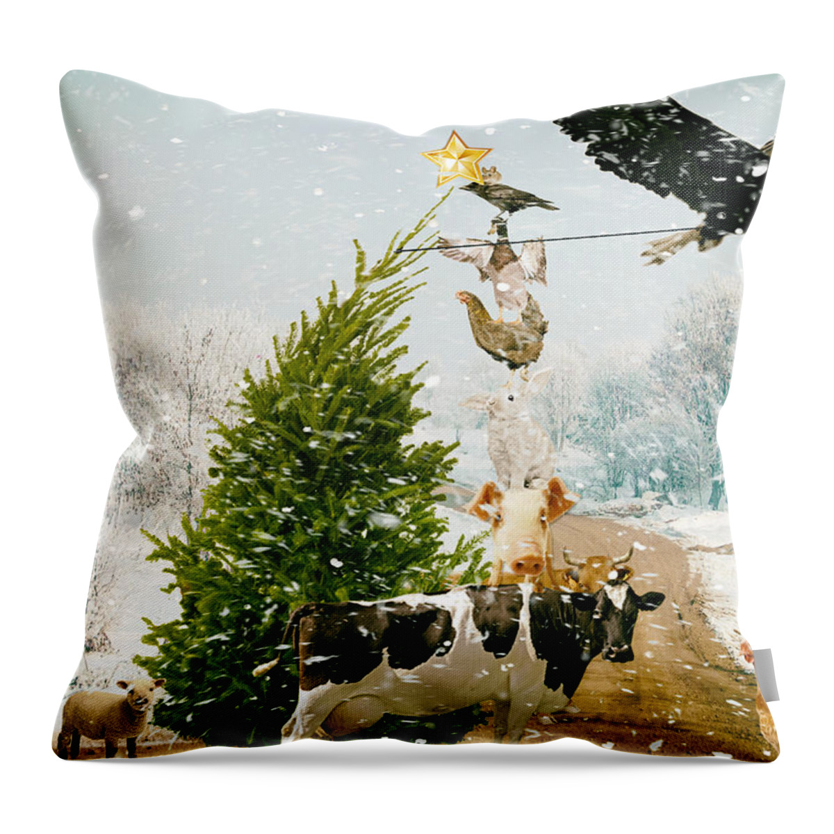 Holiday Throw Pillow featuring the photograph Placing your star by James Bethanis