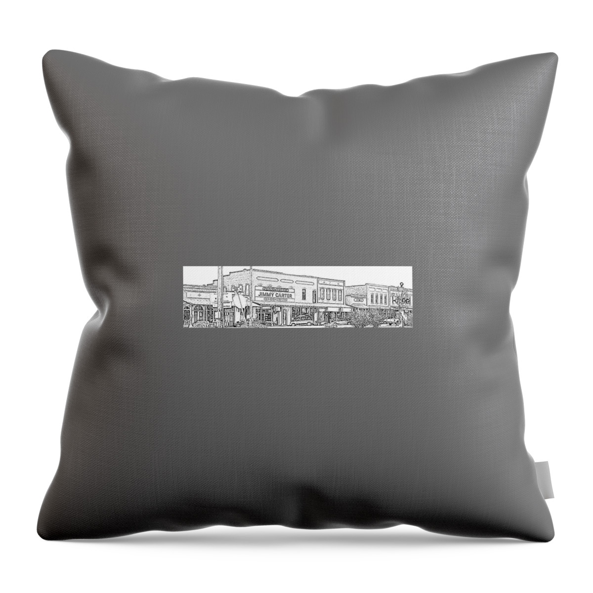Jimmy Carrter Throw Pillow featuring the photograph Plains Ga downtown by Jerry Battle
