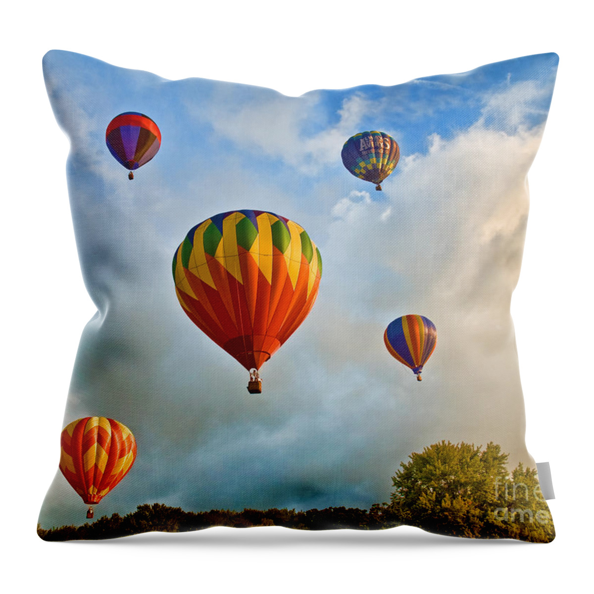 Hot Air Balloon Throw Pillow featuring the photograph Plainville Balloons 2 by Edward Sobuta