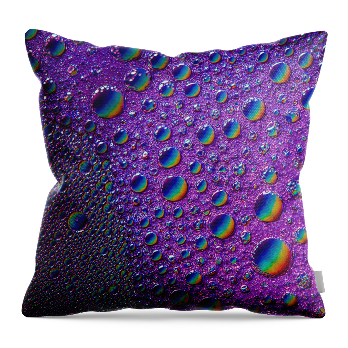Abstract Throw Pillow featuring the photograph Planetary rainbow drop alignment by Bruce Pritchett