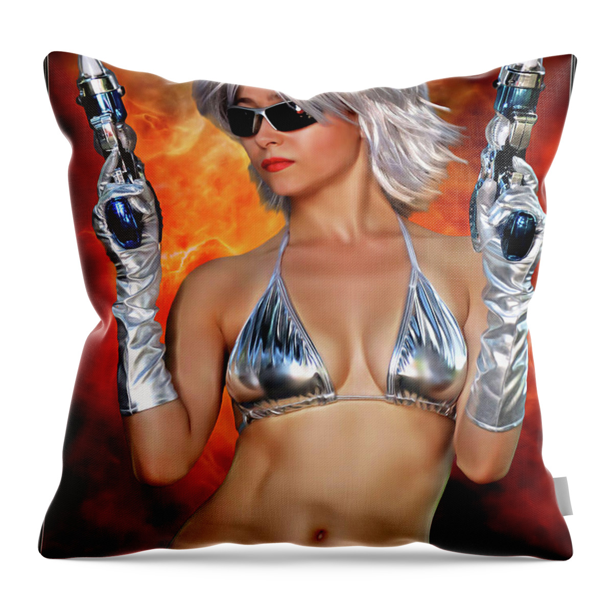 Vixen Throw Pillow featuring the photograph Platinum Space Pirate by Jon Volden