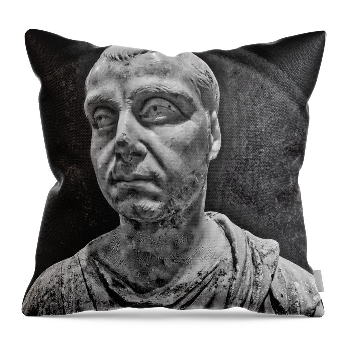 Black And White Photo Of Statue Of Plato Throw Pillow featuring the photograph Plato by Joan Reese