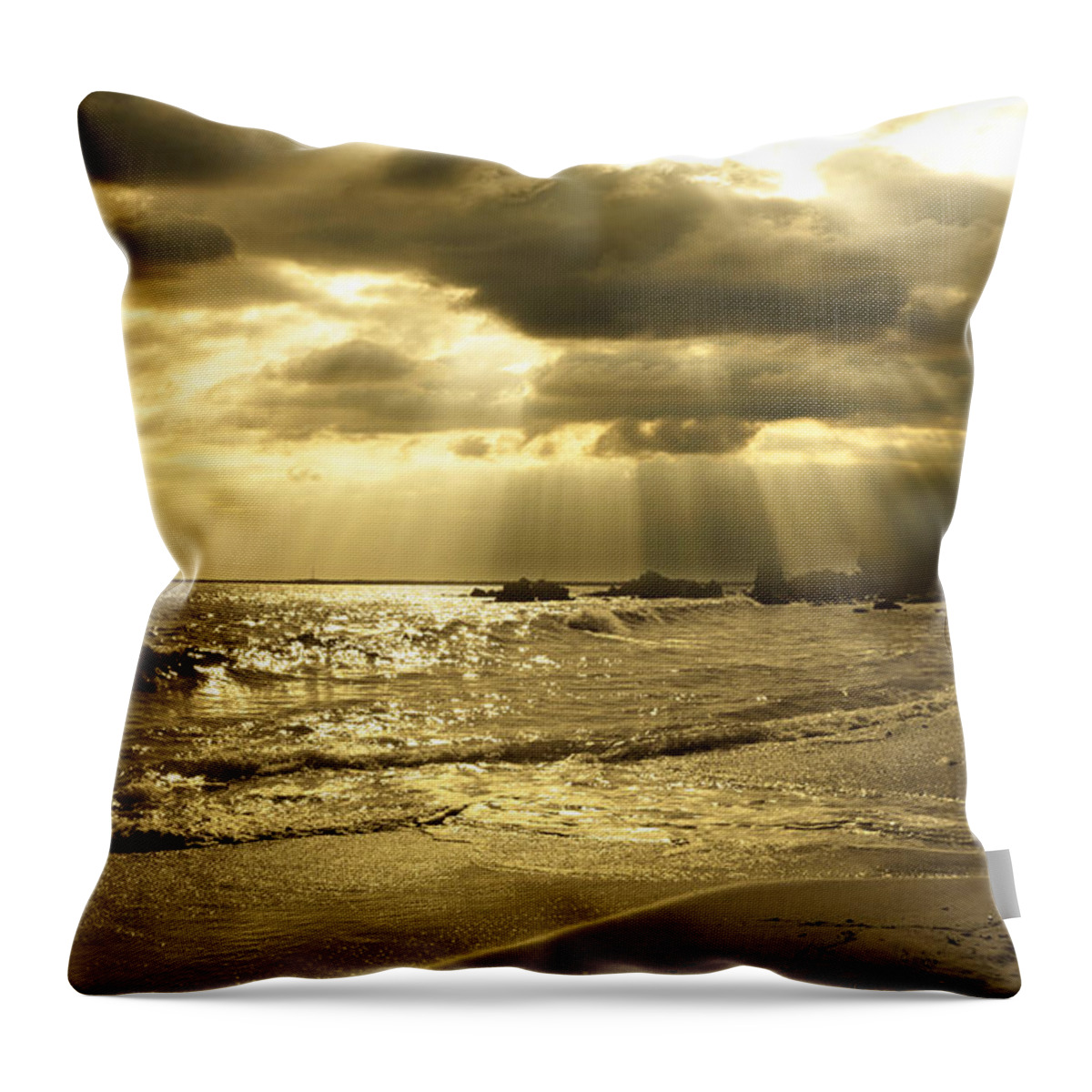 Beach Throw Pillow featuring the photograph Playa De Oro by Acropolis De Versailles