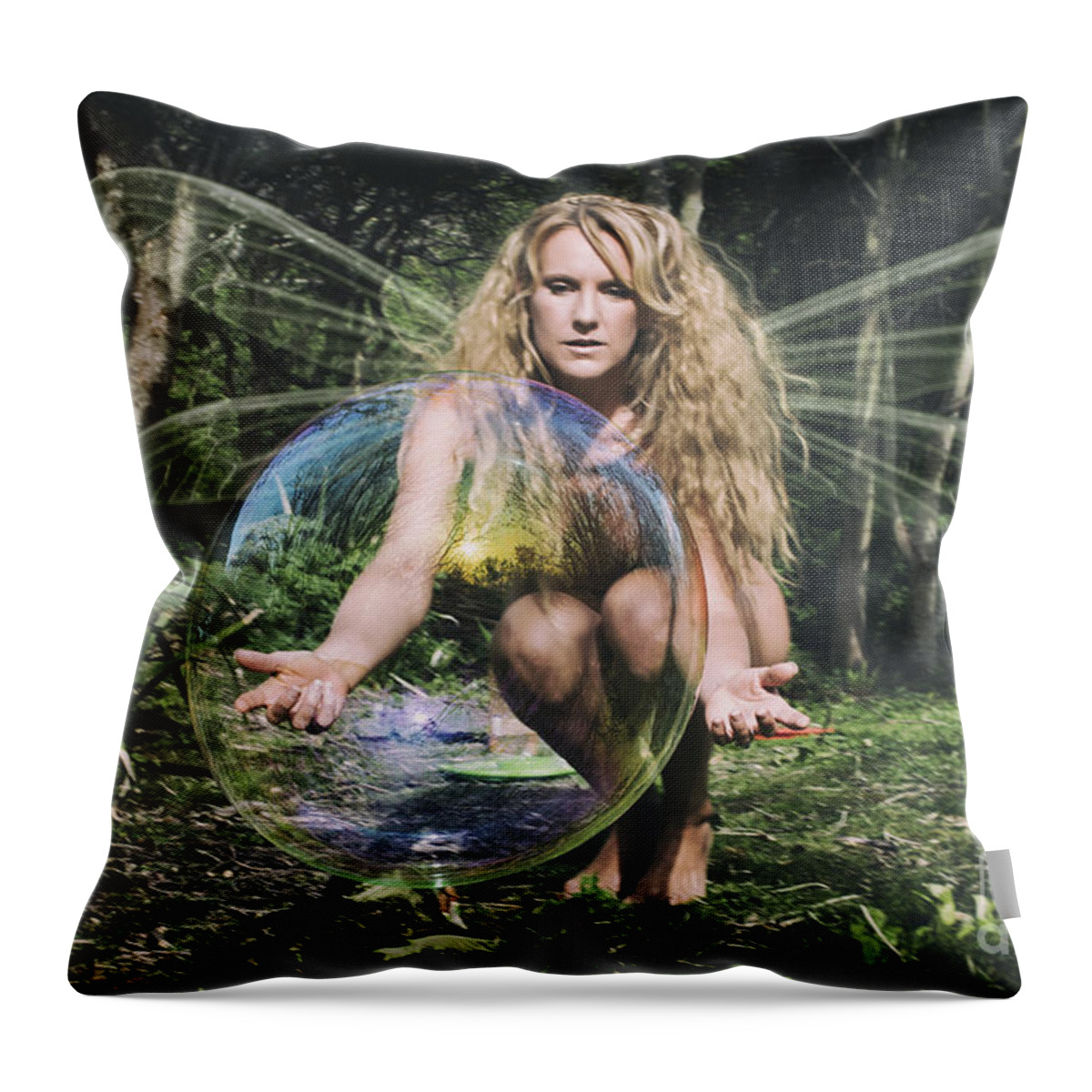 Fairy Throw Pillow featuring the photograph Playful fairy by Clayton Bastiani