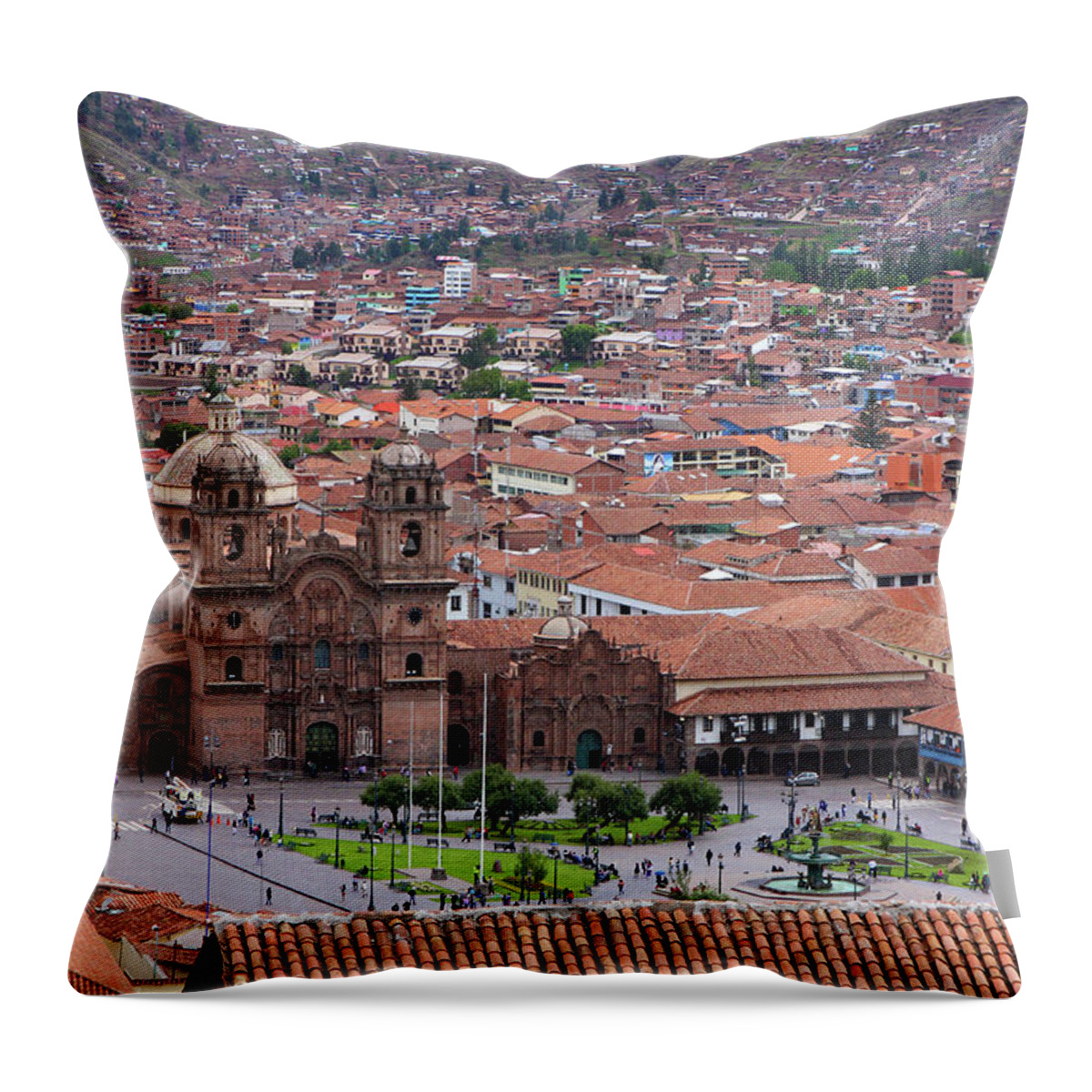 Peru Throw Pillow featuring the photograph Plaza de Armas, Cusco, Peru by Aidan Moran