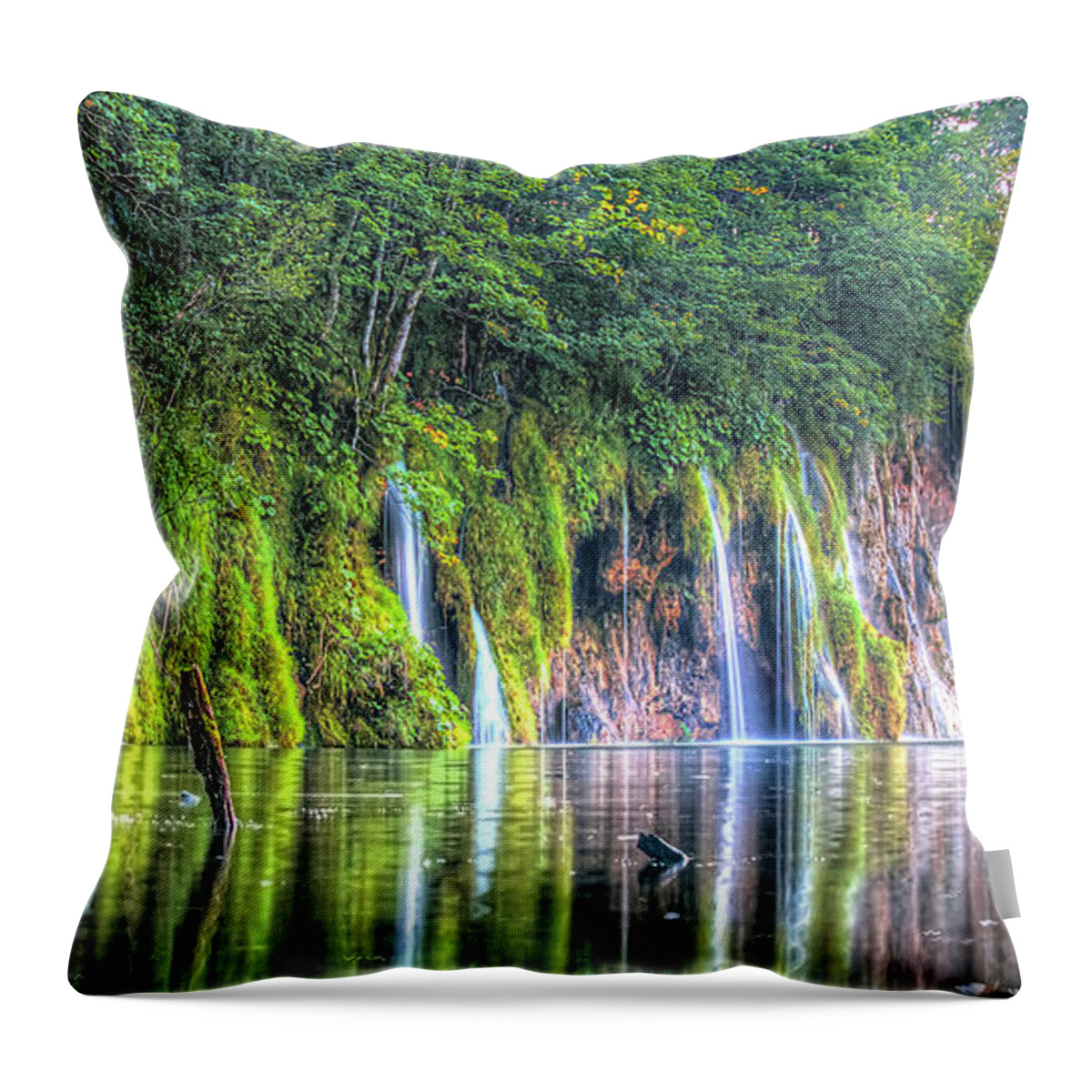 Plitvice Throw Pillow featuring the photograph Plitvice Lakes by Peter Kennett