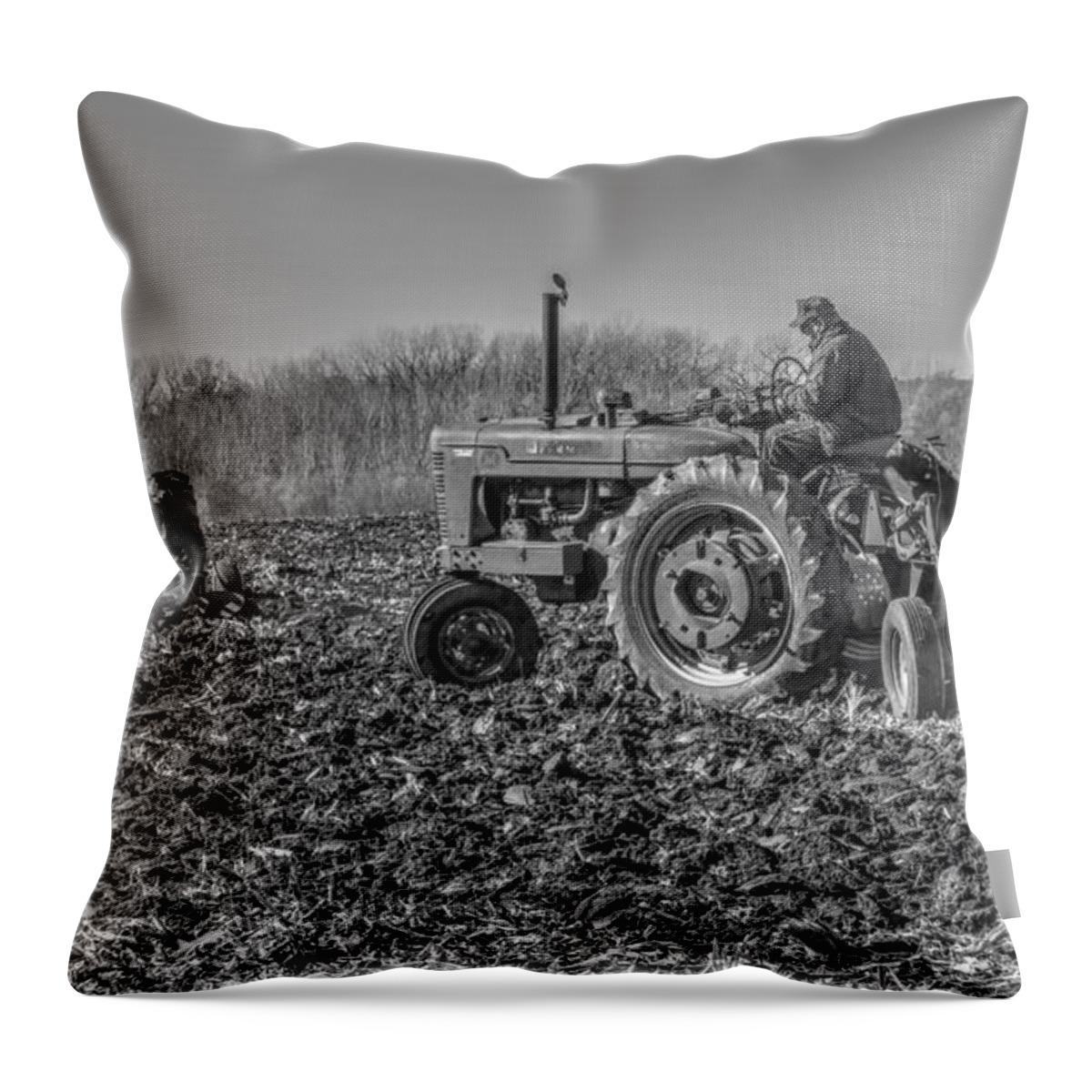 Plow Throw Pillow featuring the photograph Plow Day at Rush Grain Farm, Griswold Iowa by J Laughlin