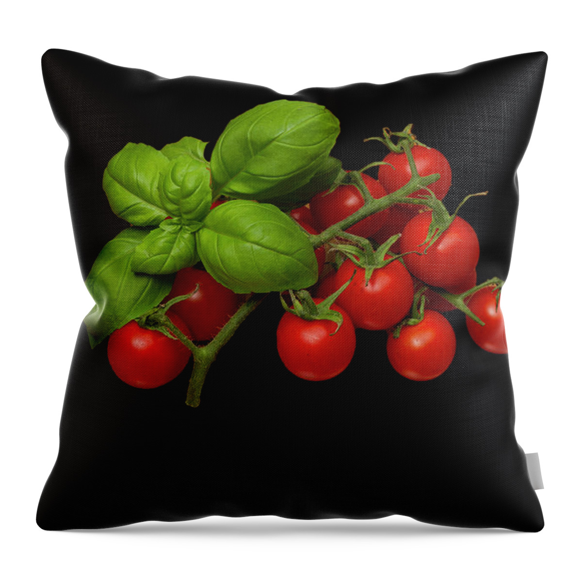 Basil Throw Pillow featuring the photograph Plum Cherry Tomatoes Basil by David French
