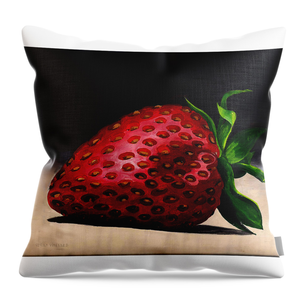 Strawberry Throw Pillow featuring the painting Plump and Juicy by Susan Vineyard