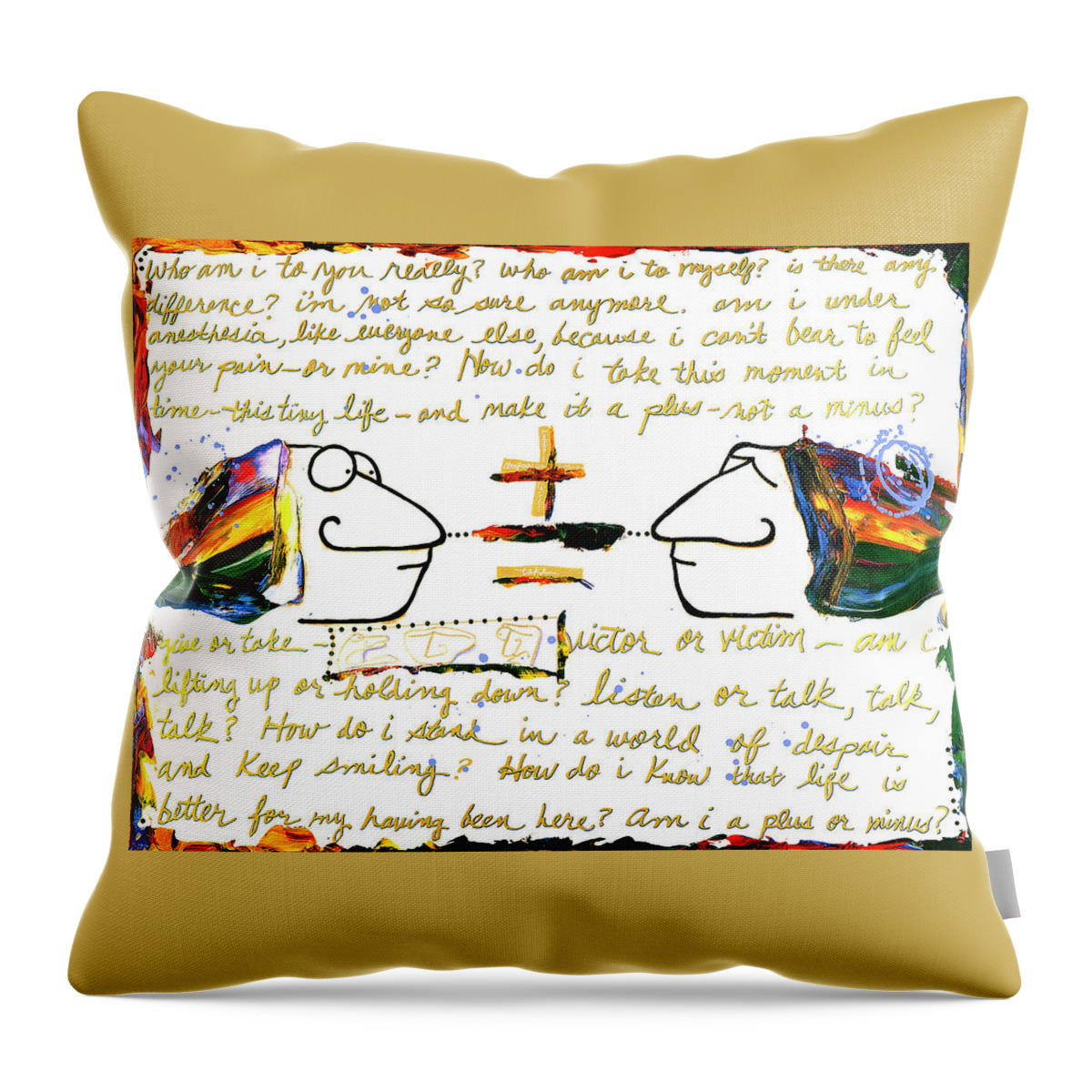 Gallery Throw Pillow featuring the painting Plus Minus by Dar Freeland