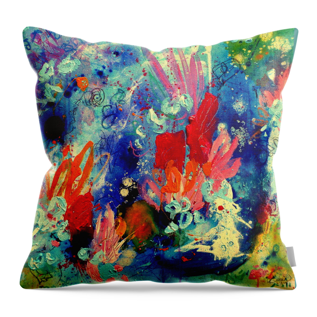 Abstract Painting Throw Pillow featuring the painting Pocket Full of Horses 2 by Tracy Bonin