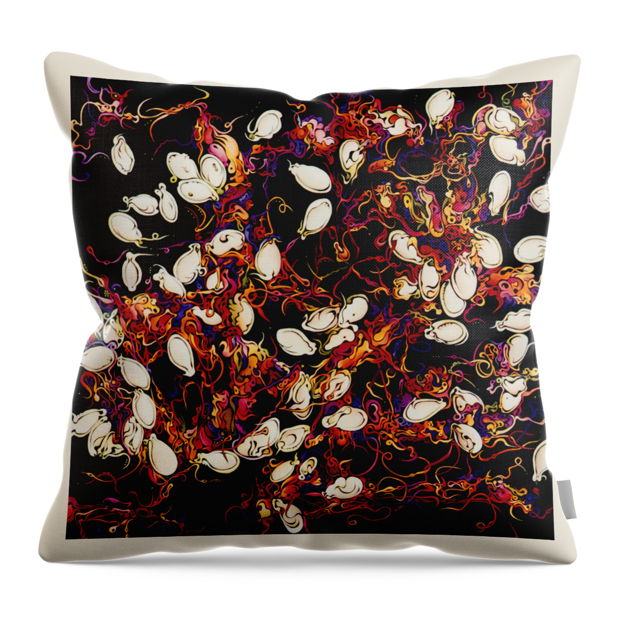 Seeds Throw Pillow featuring the painting Pod Party by Amy Ferrari