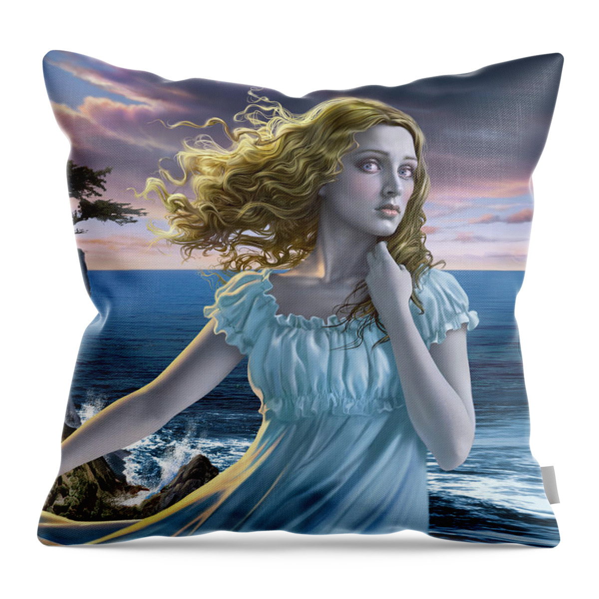 Edgar Allen Poe Throw Pillow featuring the digital art Poe's Lenore by Mark Fredrickson