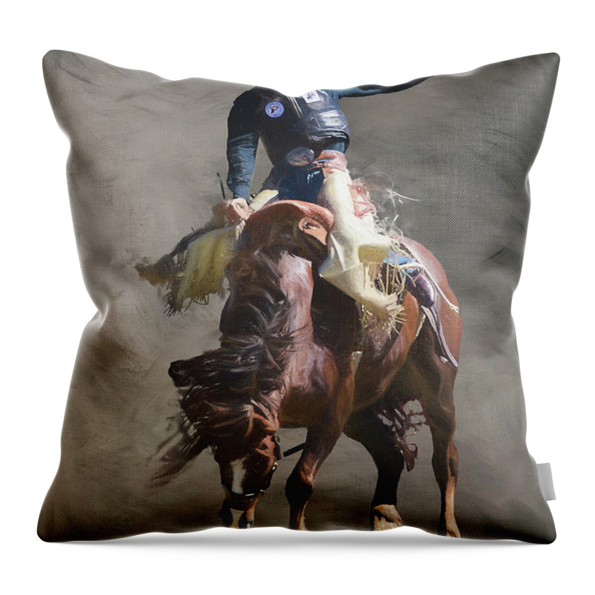 Cowboy Throw Pillow featuring the digital art Poetry in Motion by Jim Hatch