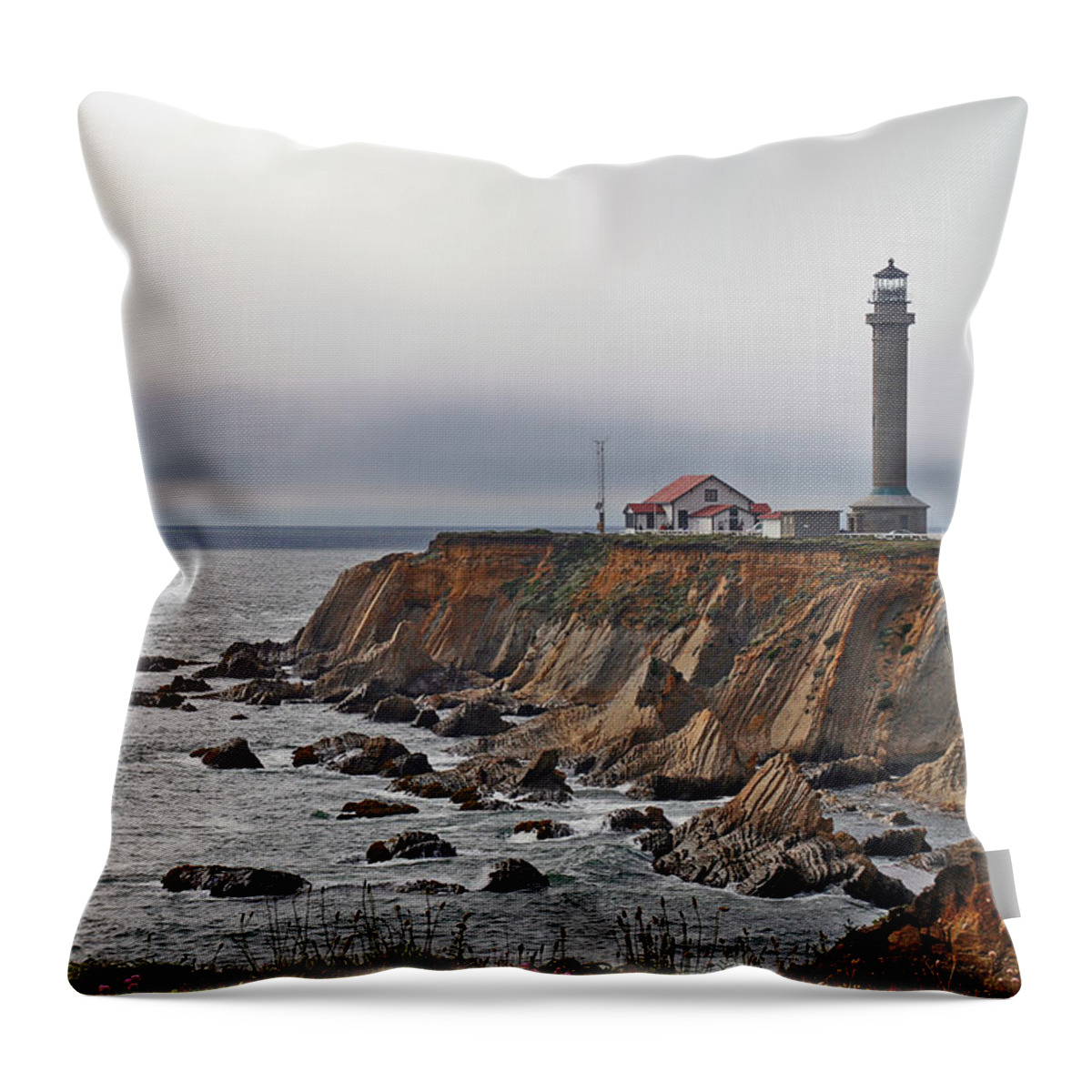 Point Arena Lighthouse Throw Pillow featuring the photograph Point Arena Lighthouse CA by Alexandra Till