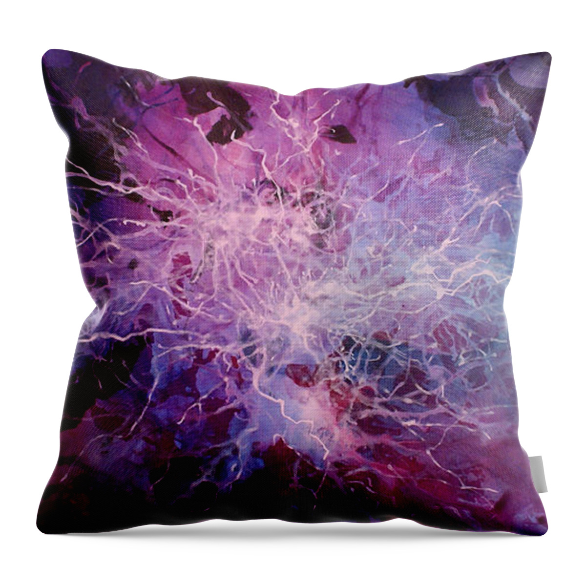 Purple Lavender Abstract Sofa Size Burgundy Blue Teal Throw Pillow featuring the painting Point of no return by Michael Lang