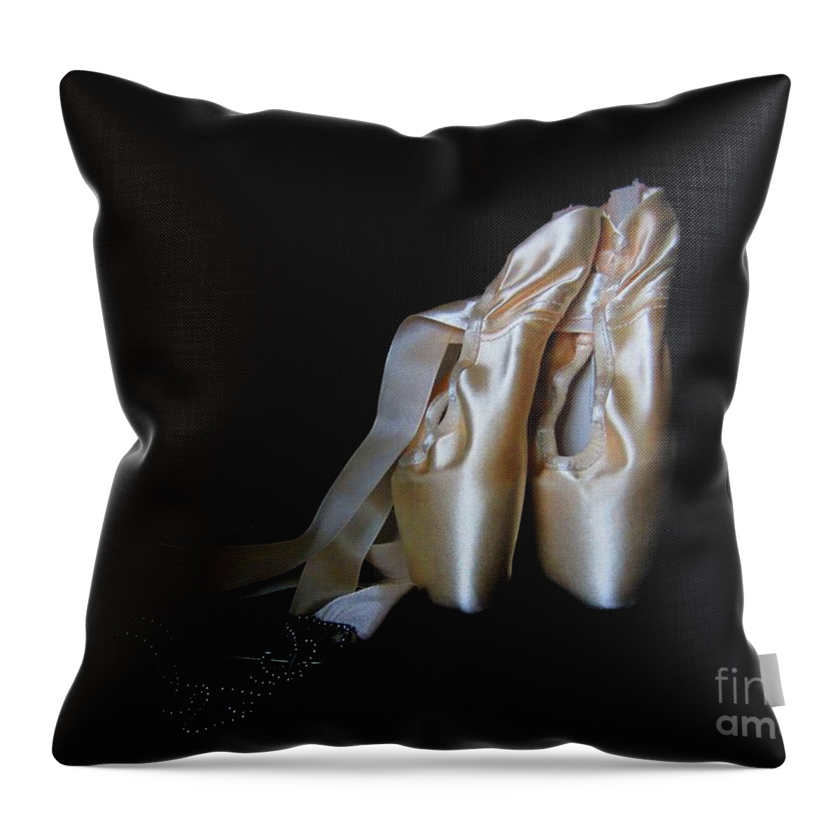 Pointe Shoes Throw Pillow featuring the photograph Point Shoes and Dog Tags by Laurianna Taylor