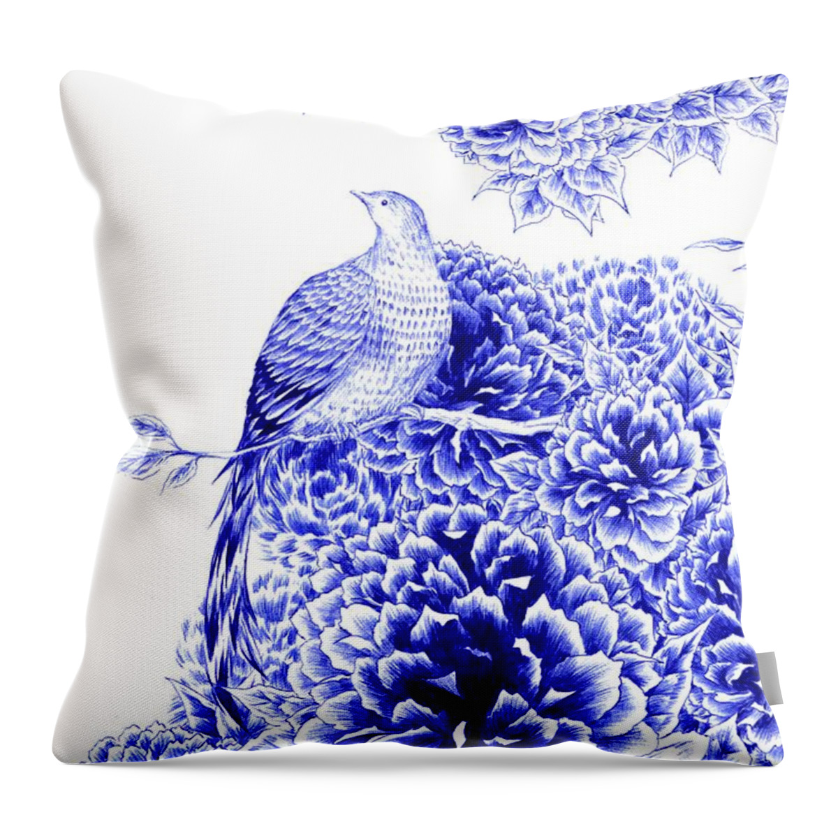 Bird Throw Pillow featuring the drawing Poise by Alice Chen