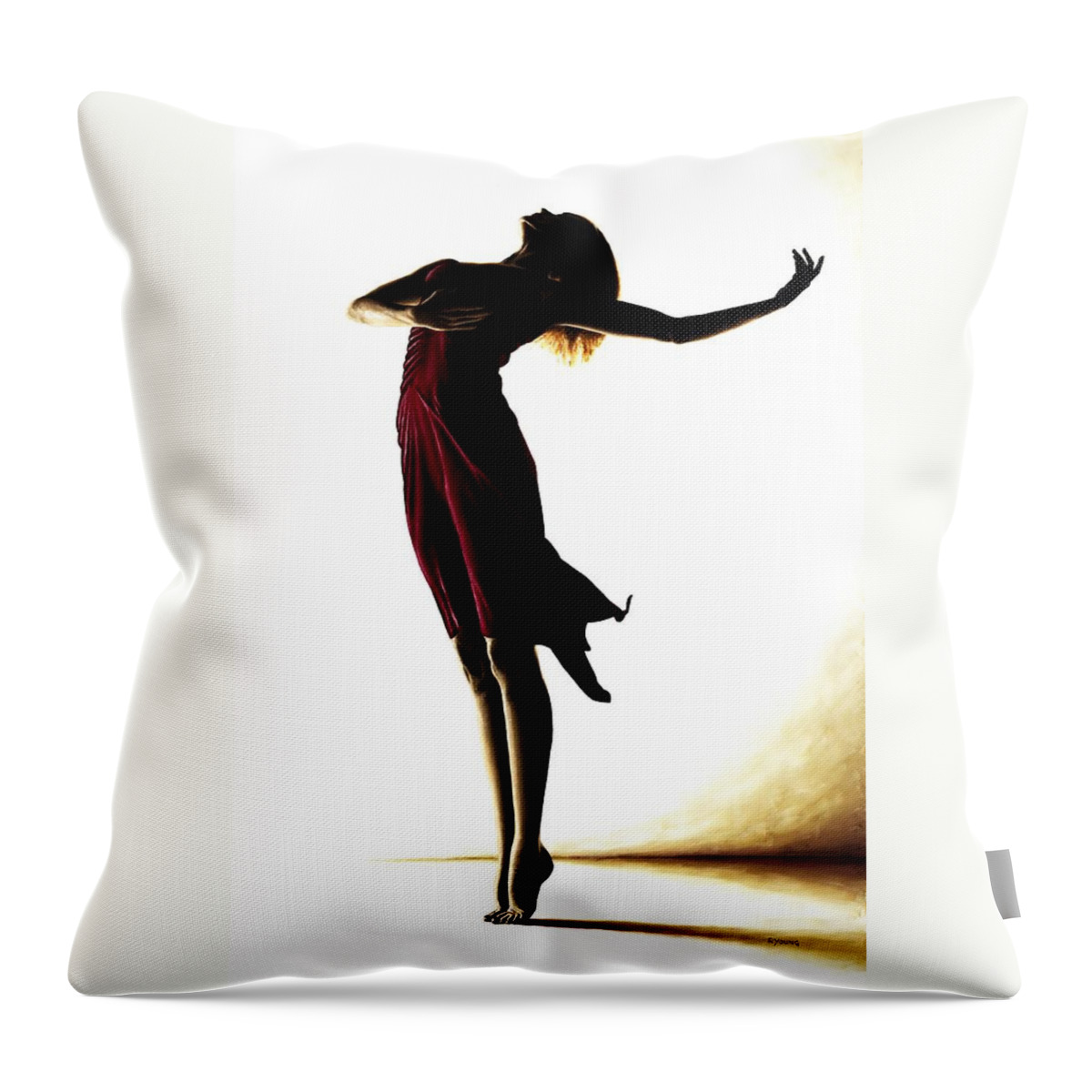 Ballet Throw Pillow featuring the painting Poise in Silhouette by Richard Young